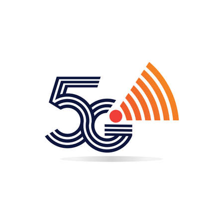 5G network logo. Logo network 5G connection. Number 5 and G letter.のイラスト素材