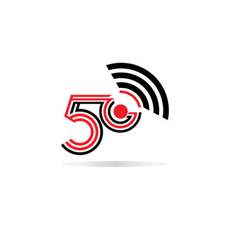5G network logo. Logo network 5G connection. Number 5 and G letter.のイラスト素材