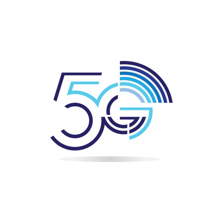 5G network logo. Logo network 5G connection. Number 5 and G letter.のイラスト素材