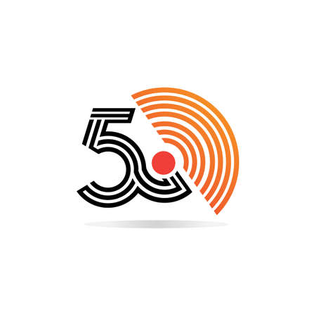 5G network logo. Logo network 5G connection. Number 5 and G letter.のイラスト素材
