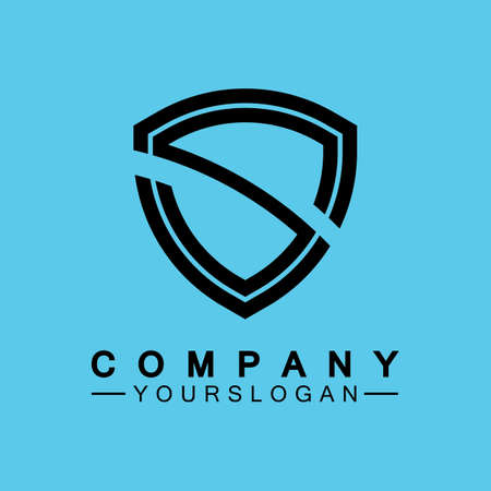 Letter S monogram and shield sign combination. Line art logo design concept.のイラスト素材