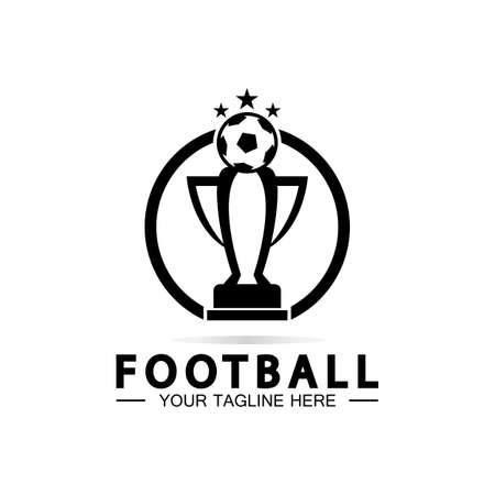 Football or Soccer Championship Trophy Logo Design vector  icon template.champions football trophy for winner awardのイラスト素材