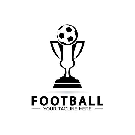 Football or Soccer Championship Trophy Logo Design vector  icon template.champions football trophy for winner awardのイラスト素材