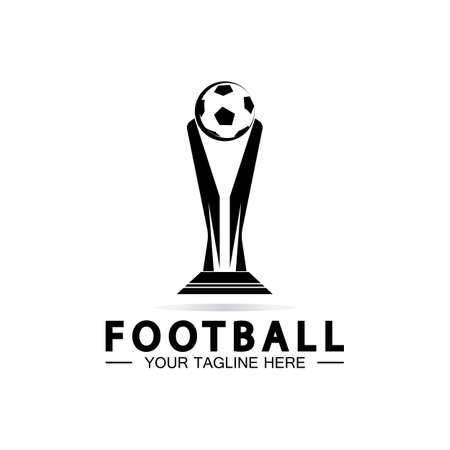 Football or Soccer Championship Trophy Logo Design vector  icon template.champions football trophy for winner awardのイラスト素材