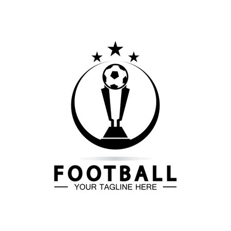 Football or Soccer Championship Trophy Logo Design vector  icon template.champions football trophy for winner awardのイラスト素材