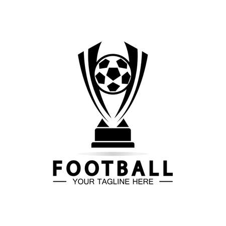 Football or Soccer Championship Trophy Logo Design vector  icon template.champions football trophy for winner awardのイラスト素材