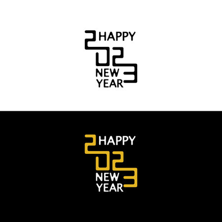 Happy New Year 2023 text design. Brochure design template, card, banner. Vector illustration.