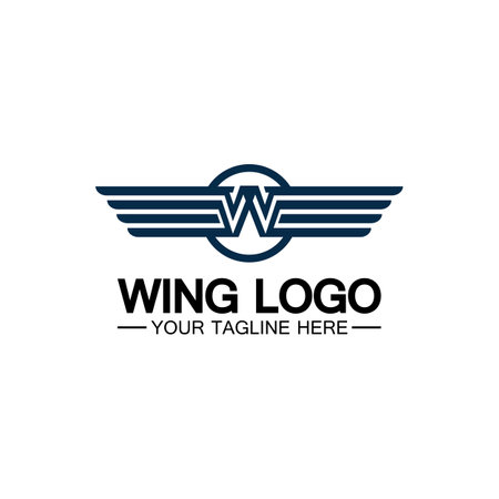 W letter for wings logo design, combination w letter and wingsのイラスト素材