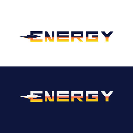 Energy text font dynamic logo with lightning  - modern energy logoのイラスト素材