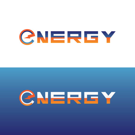 Energy text font dynamic logo with lightning  - modern energy logoのイラスト素材