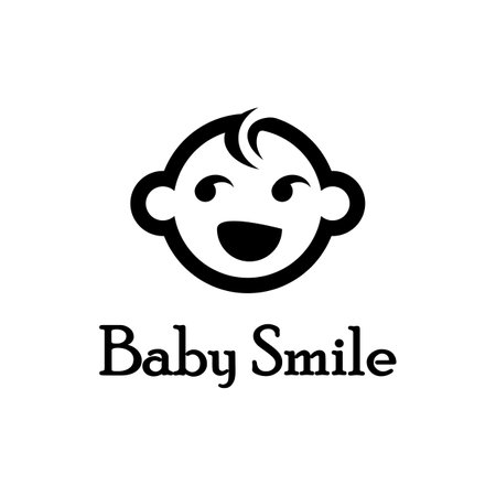 Cute Happy Baby Face Smile Logo Templateのイラスト素材