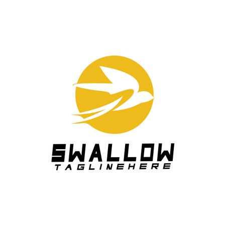 Swallow logo. silhouette swallow flying logo vector isolated white backgroundのイラスト素材