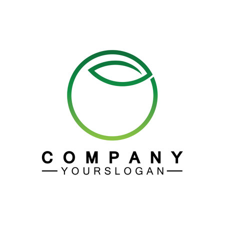 Simple leaf logo inside circle with minimal line art design styleのイラスト素材