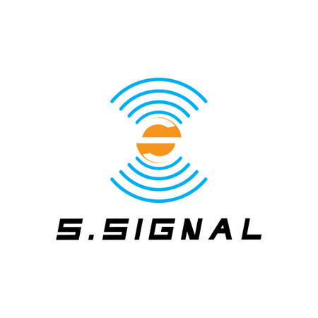 S letter for signal  wifi connection logo design concept on white backgroundのイラスト素材