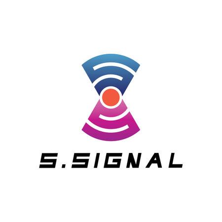 S letter for signal  wifi connection logo design concept on white backgroundのイラスト素材