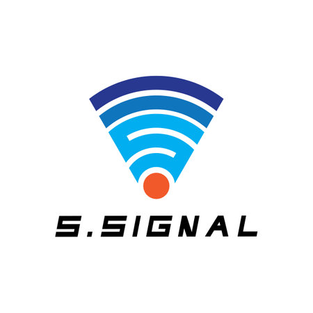 S letter for signal  wifi connection logo design concept on white backgroundのイラスト素材