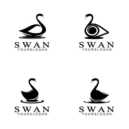 Swan logo icon design template- vector illustrationのイラスト素材
