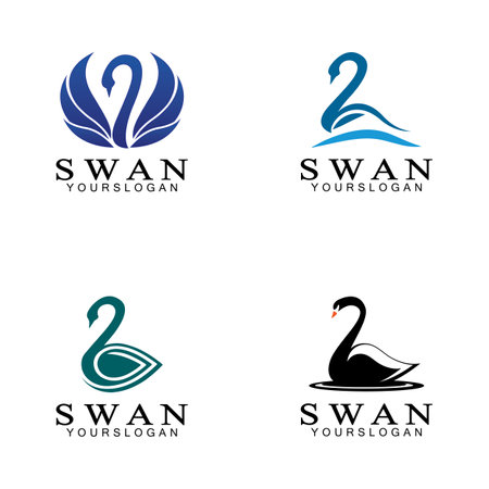 Swan logo icon design template- vector illustrationのイラスト素材