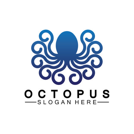 Octopus simple modern line art logo design-vector illustrationのイラスト素材