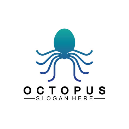 Octopus simple modern line art logo design-vector illustrationのイラスト素材