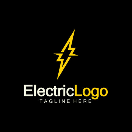 Electric logo design template,isolated on black backgroundのイラスト素材