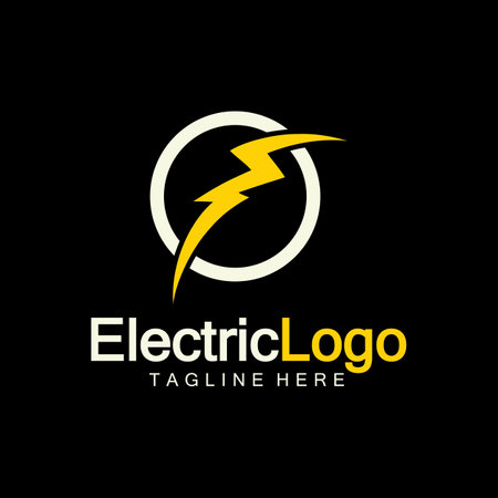 Electric logo design template,isolated on black backgroundのイラスト素材