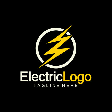 Electric logo design template,isolated on black backgroundのイラスト素材