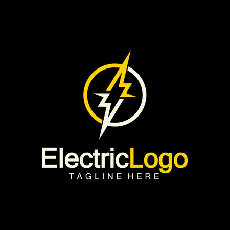 Electric logo design template,isolated on black backgroundのイラスト素材