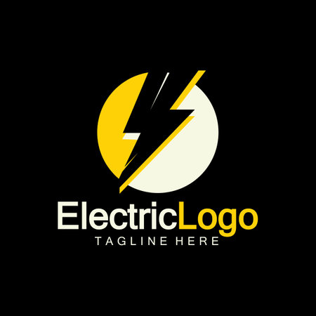 Electric logo design template,isolated on black backgroundのイラスト素材