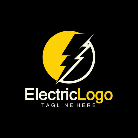Electric logo design template,isolated on black backgroundのイラスト素材