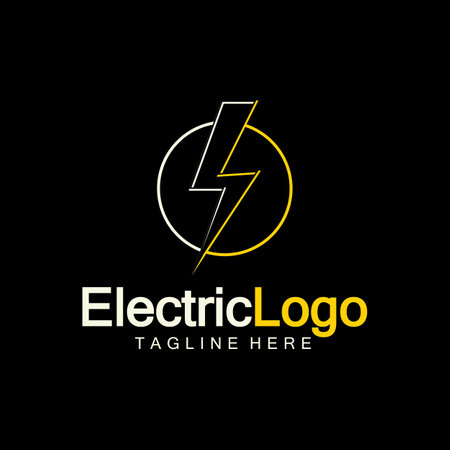Electric logo design template,isolated on black backgroundのイラスト素材