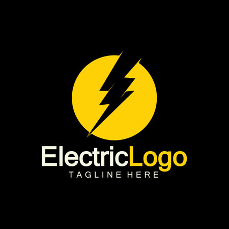 Electric logo design template,isolated on black backgroundのイラスト素材
