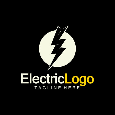 Electric logo design template,isolated on black backgroundのイラスト素材