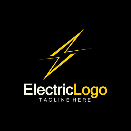 Electric logo design template,isolated on black backgroundのイラスト素材