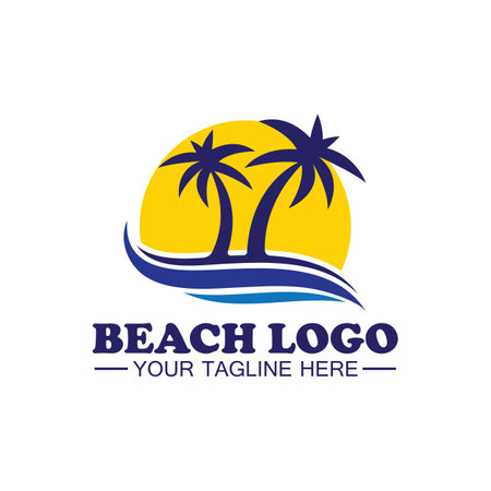 Beach logo design Vector templateのイラスト素材