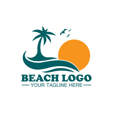 Beach logo design Vector templateのイラスト素材