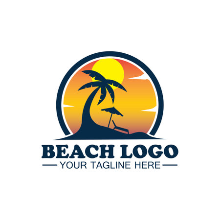 Beach logo design Vector templateのイラスト素材