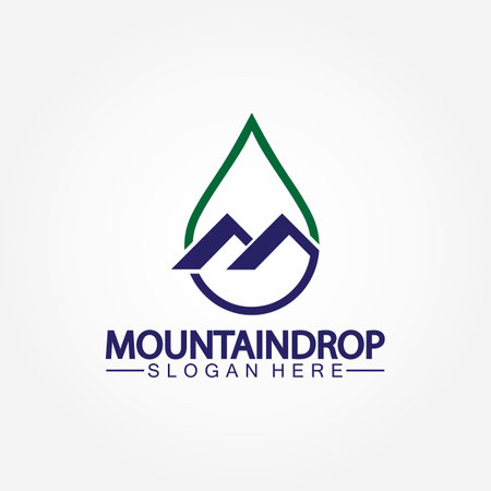 Water drop with mountain Logo vector illustration for water business stock illustrationのイラスト素材
