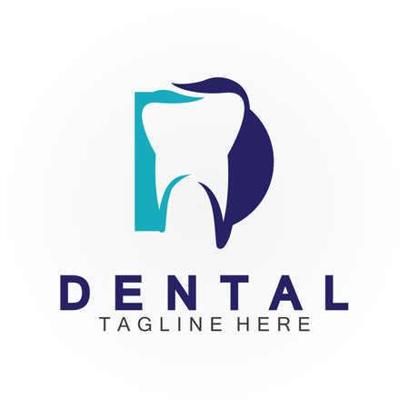 Initial D letter with Dental icon shaped inside vector logo design illustration suitable for dental health, clinic dentist, dental care.のイラスト素材