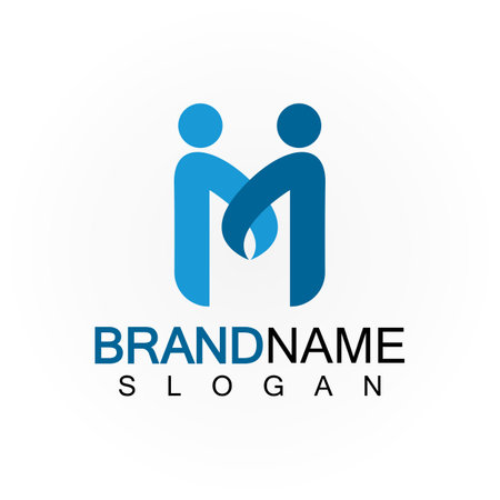 M Letter people concept Logo Template Vector Illustrationのイラスト素材