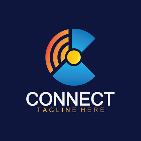 Letter c connection logo with signal design vector illustrationのイラスト素材