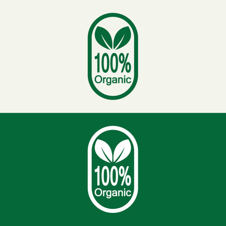 100 percent organic vector logo design. Can use for label, badge, print, flyer, banner, web, element infographic-vectorのイラスト素材