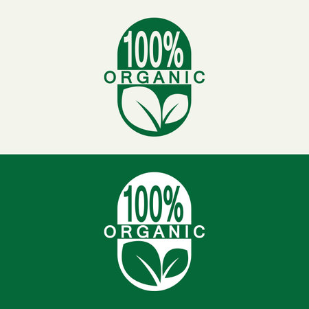 100 percent organic vector logo design. Can use for label, badge, print, flyer, banner, web, element infographic-vectorのイラスト素材