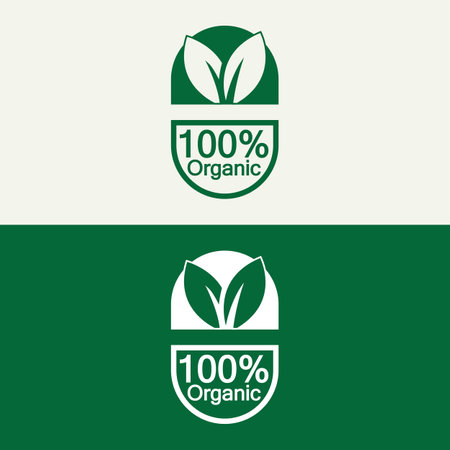 100 percent organic vector logo design. Can use for label, badge, print, flyer, banner, web, element infographic-vectorのイラスト素材