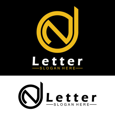 Alphabet letters monogram logo  DN, ND, D and N, elegant and Professional letter icon designのイラスト素材