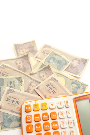 Money's calculators and toysの写真素材