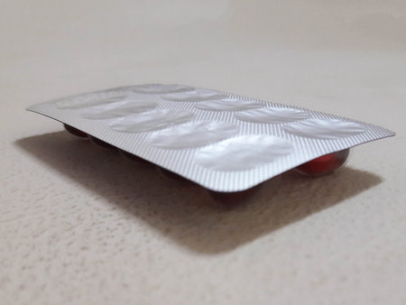 pill in pack on background