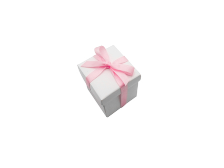 Gift box with ribbon isolated on white background.の写真素材
