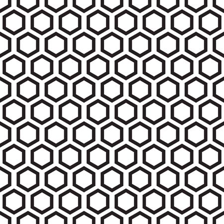 black and white seamless pattern with hexagonのイラスト素材