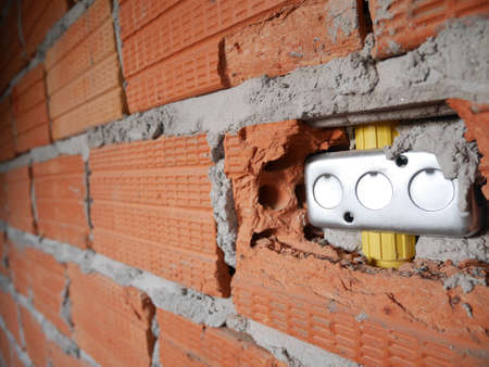 Brick wall constuctionの写真素材